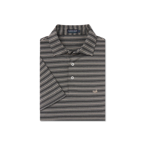 Maybourne Featherlight Stripe Polo - Charcoal & Midnight Gray