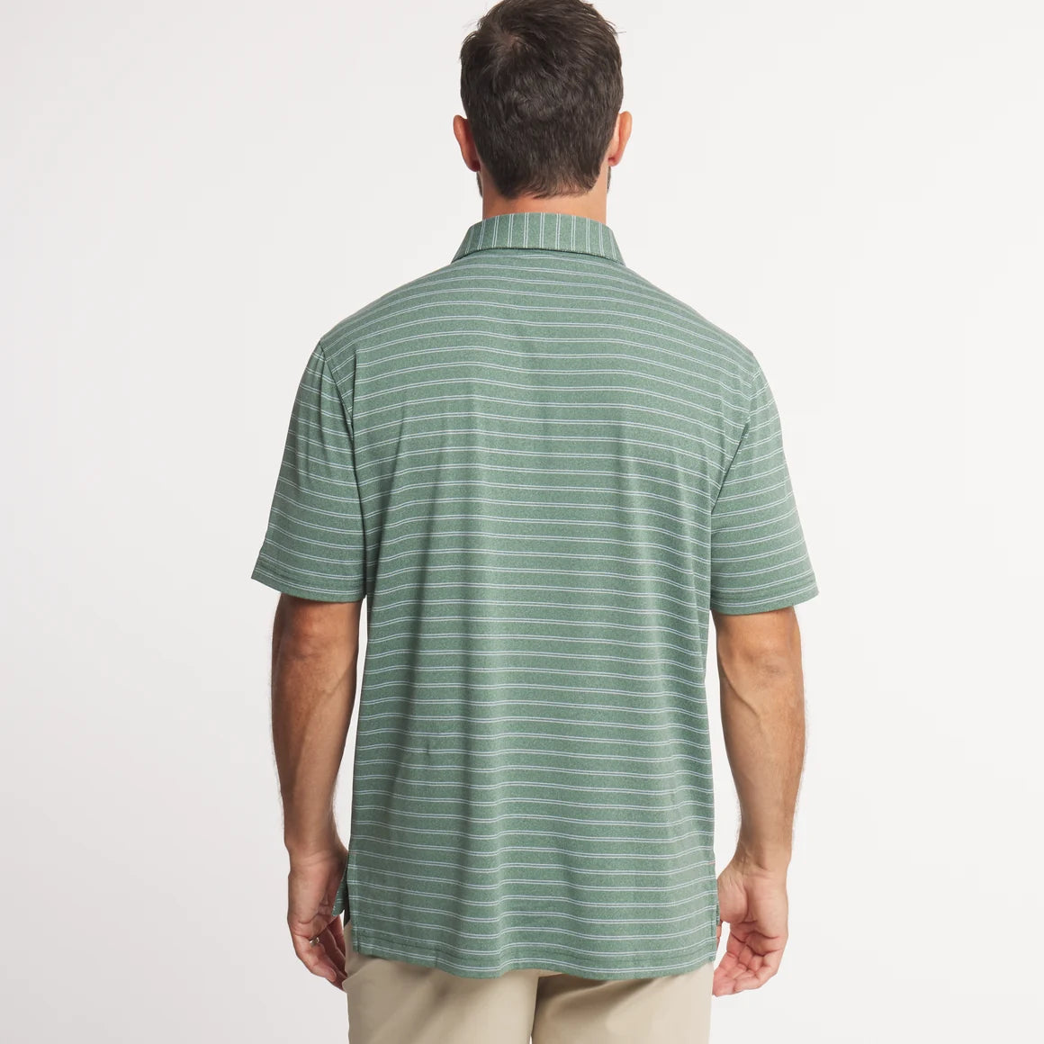Newcastle Stripe Featherlight Polo SS - Dark Green
