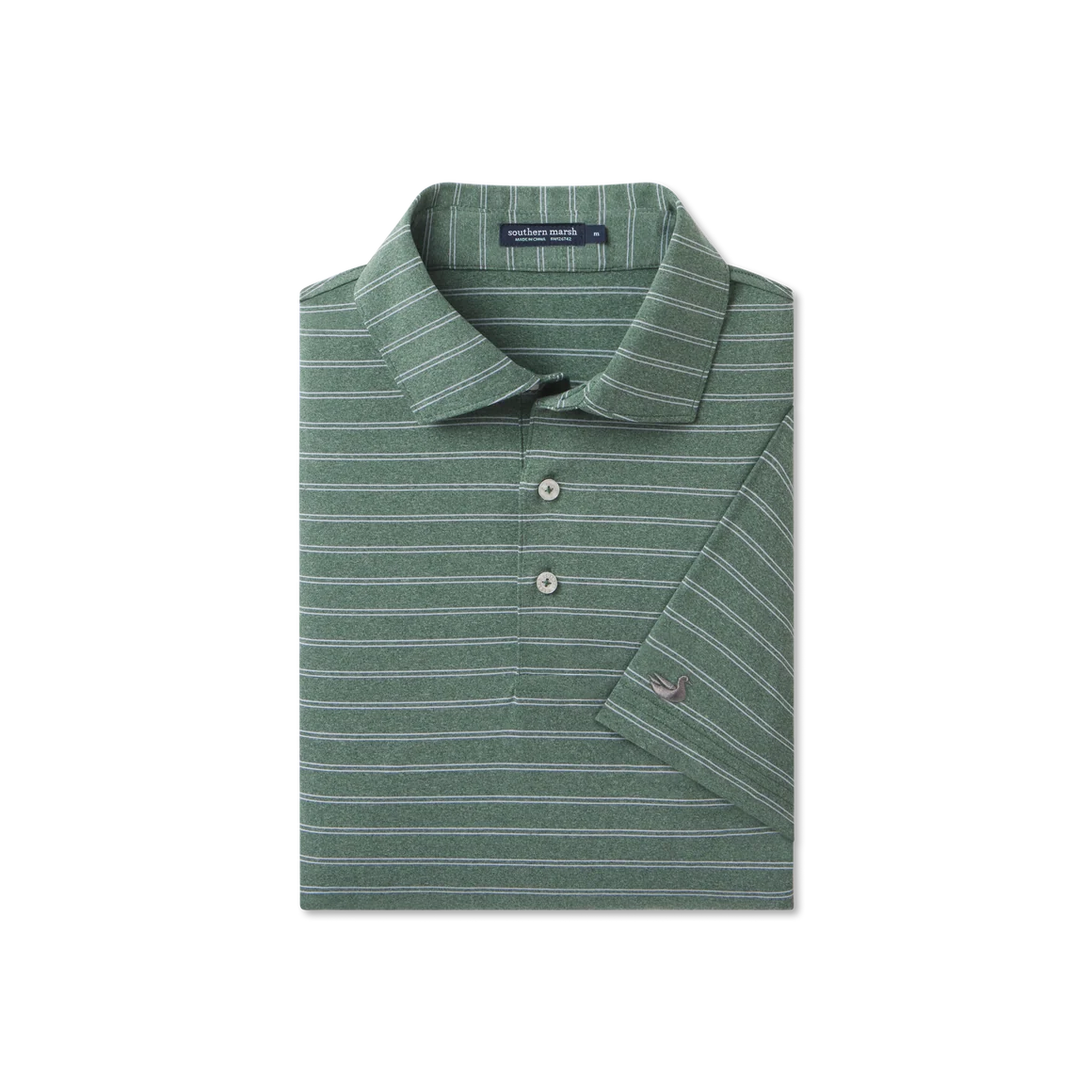 Newcastle Stripe Featherlight Polo SS - Dark Green