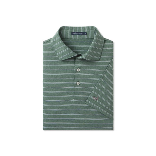 Newcastle Stripe Featherlight Polo SS - Dark Green