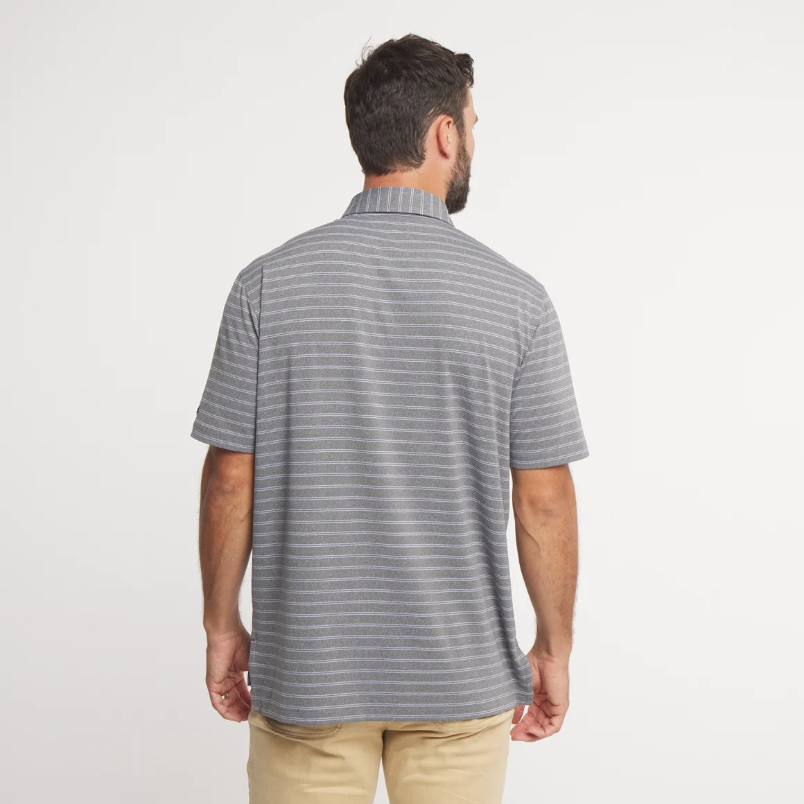 Newcastle Stripe Featherlight Polo SS - Light Gray