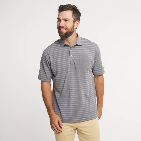 Newcastle Stripe Featherlight Polo SS - Light Gray