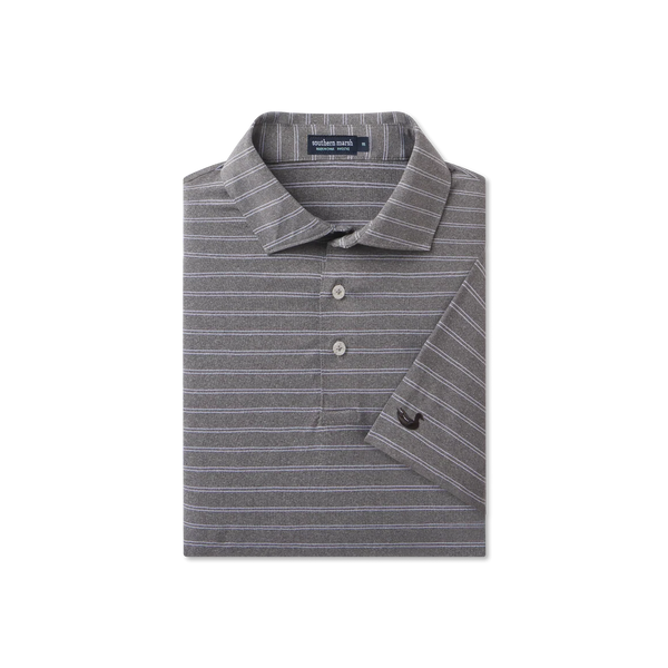Newcastle Stripe Featherlight Polo SS - Light Gray