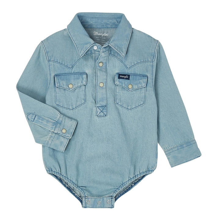 Baby L/S Body Suit - Faded Blue