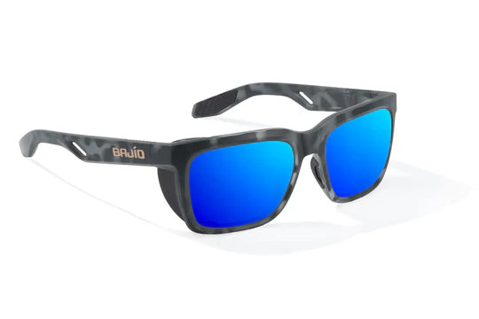 Palehorse Black Tort Matte with Blue Mirror Glass Lenses