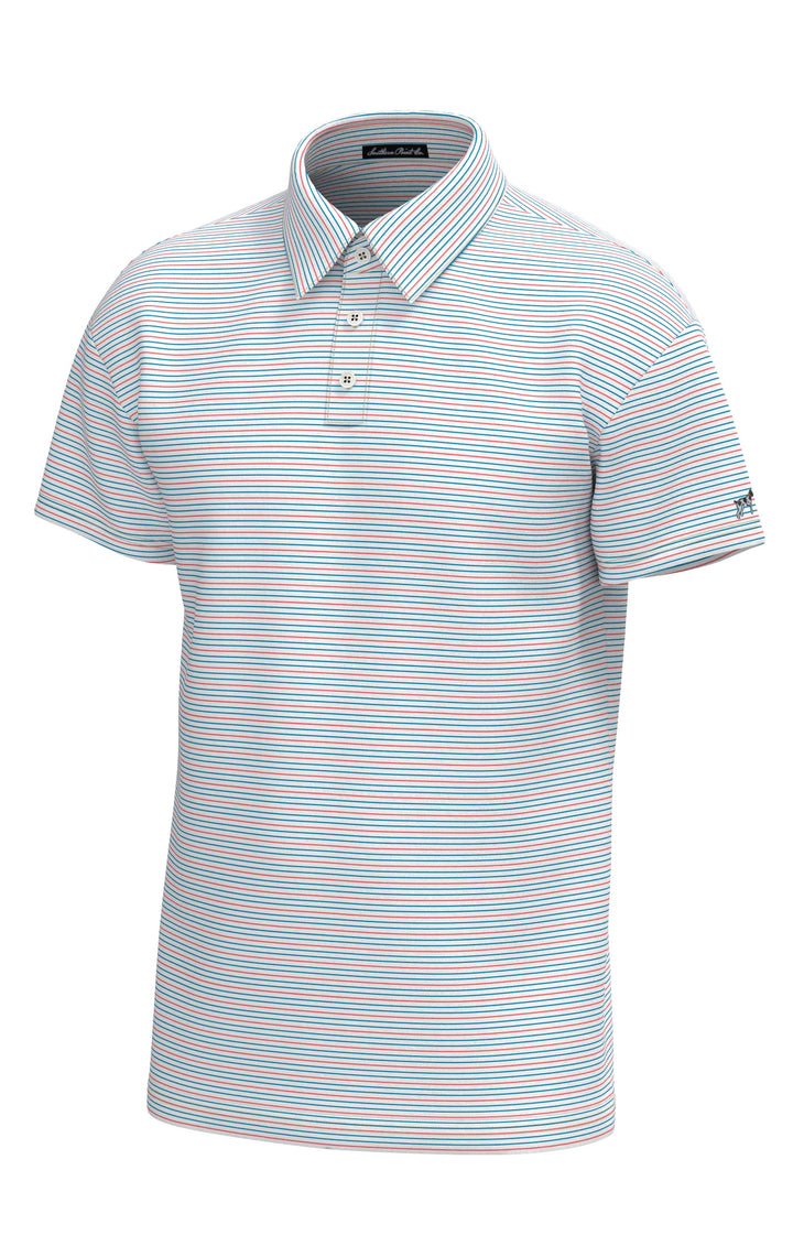 Youth Bayside Stripe Performance Polo - White Hawaiian Blue