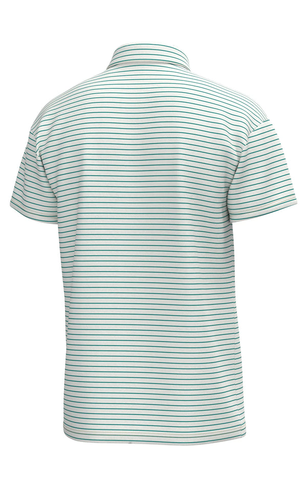 Horizon Stripe Performance Polo - White Blue Wing Teal