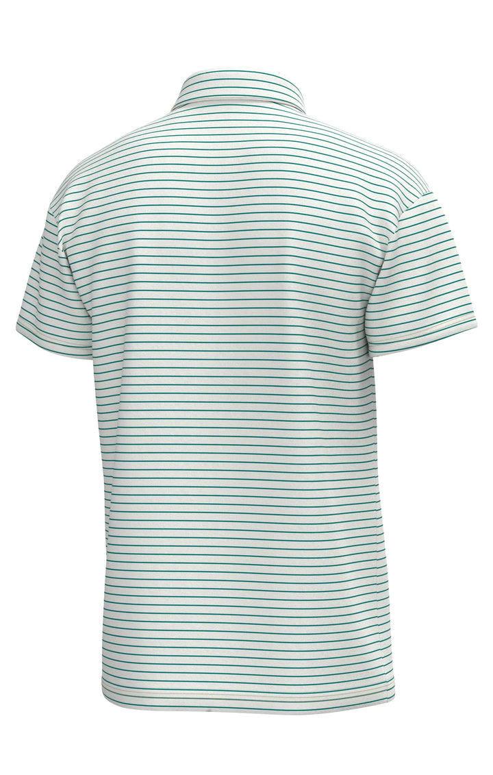 Horizon Stripe Performance Polo - White Blue Wing Teal