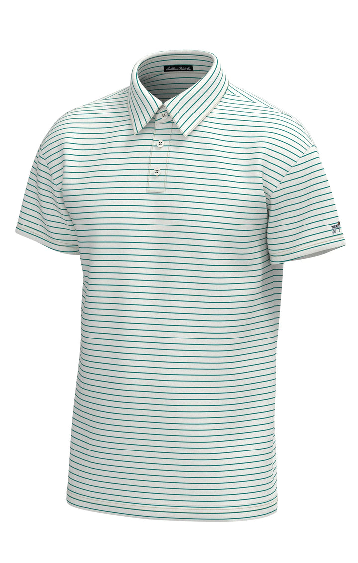 Horizon Stripe Performance Polo - White Blue Wing Teal