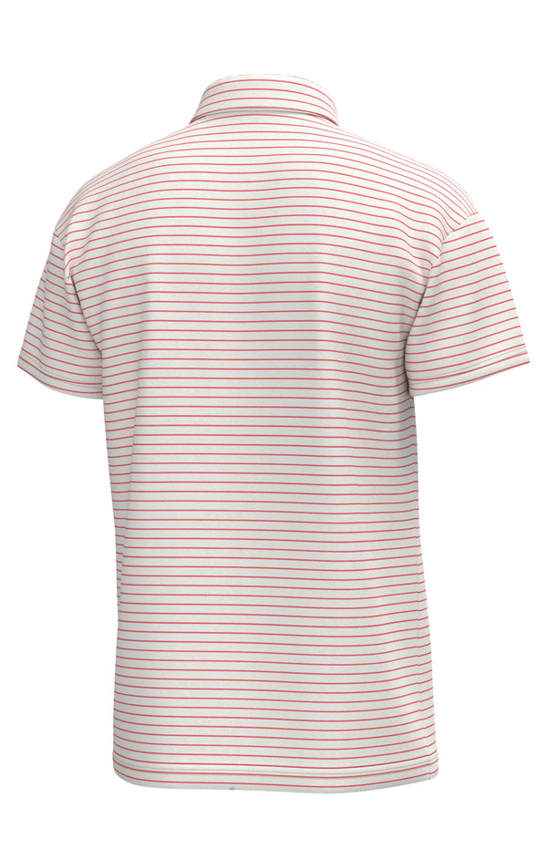 Horizon Stripe Performance Polo - Coastal Water White