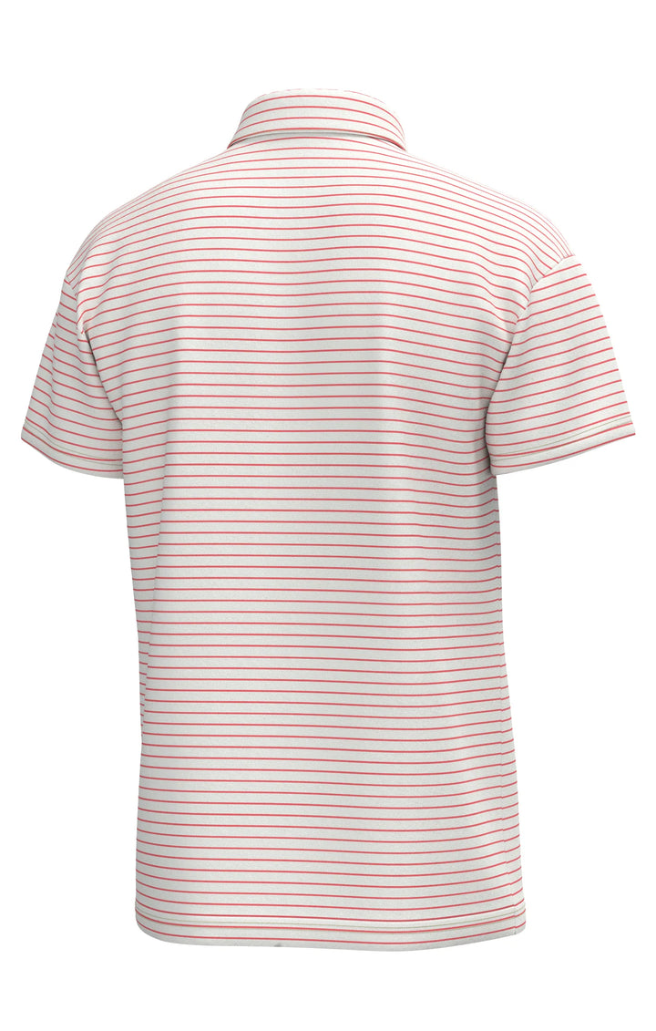 Horizon Stripe Performance Polo - Coastal Water White