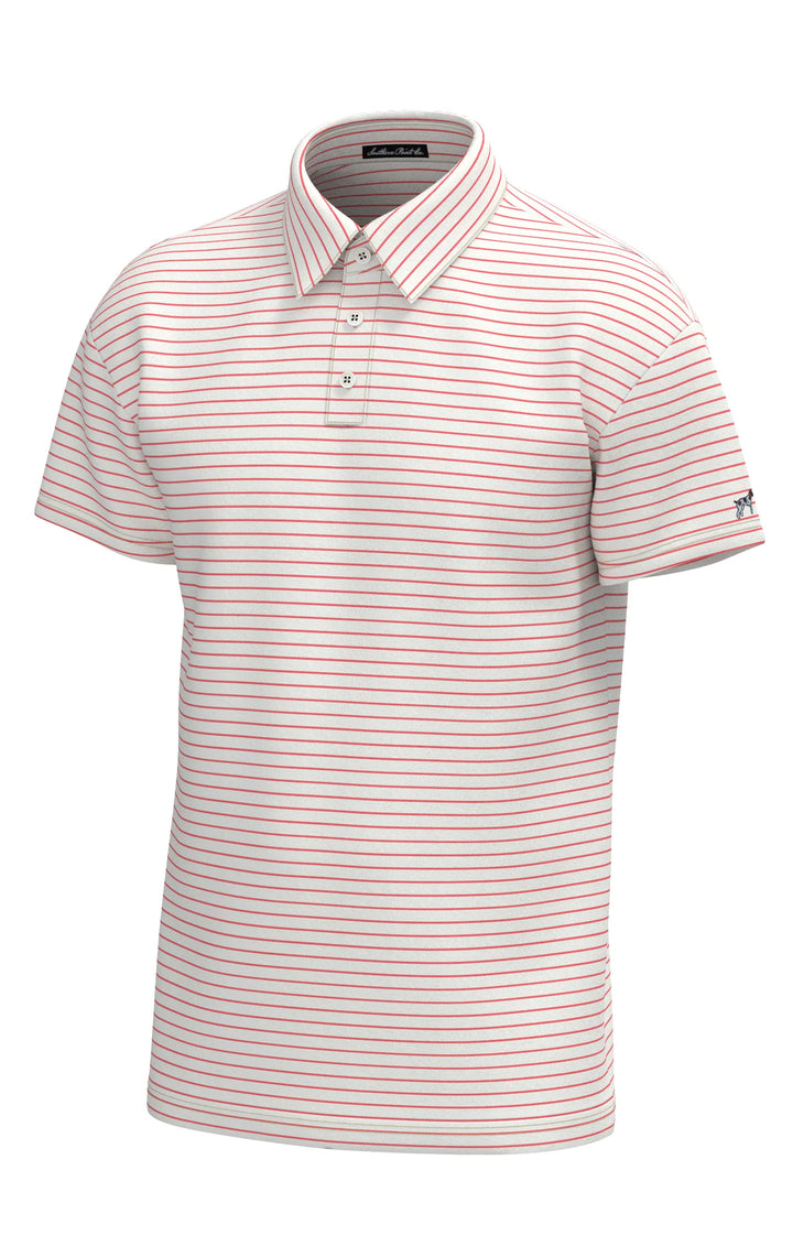 Horizon Stripe Performance Polo - Coastal Water White