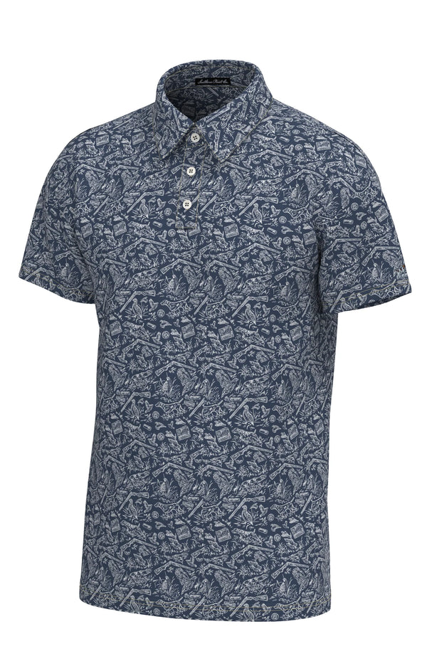Pointer Pattern Performance Polo - Deep Water