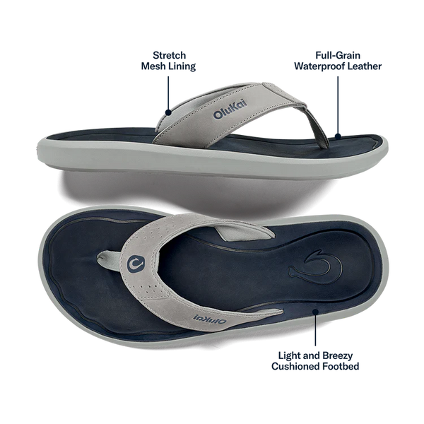 Men's Pili Waterproof Leather Sandal - Ash & Mood Indigo