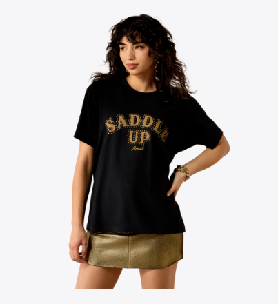 Ariat Saddle Up Boyfriend T-Shirt - PIGMENT BLACK