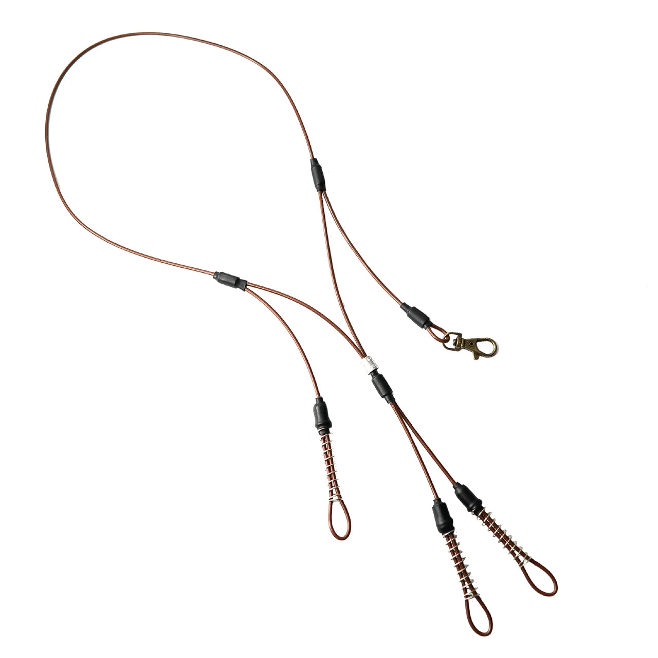 Rolling Thunder Stainless Steel Cable Lanyard - 3 Drops - Brown