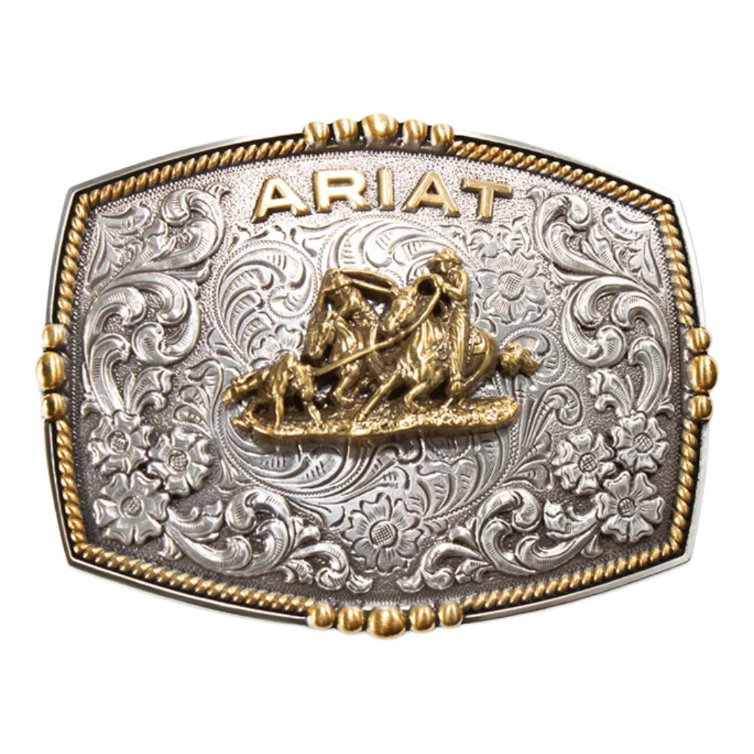 Ariat Men's Rectangle Team Roper Multi Finish Belt Buckle