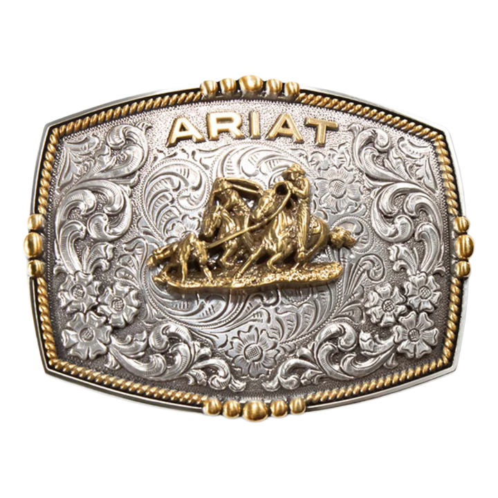 Ariat Men's Rectangle Team Roper Multi Finish Belt Buckle