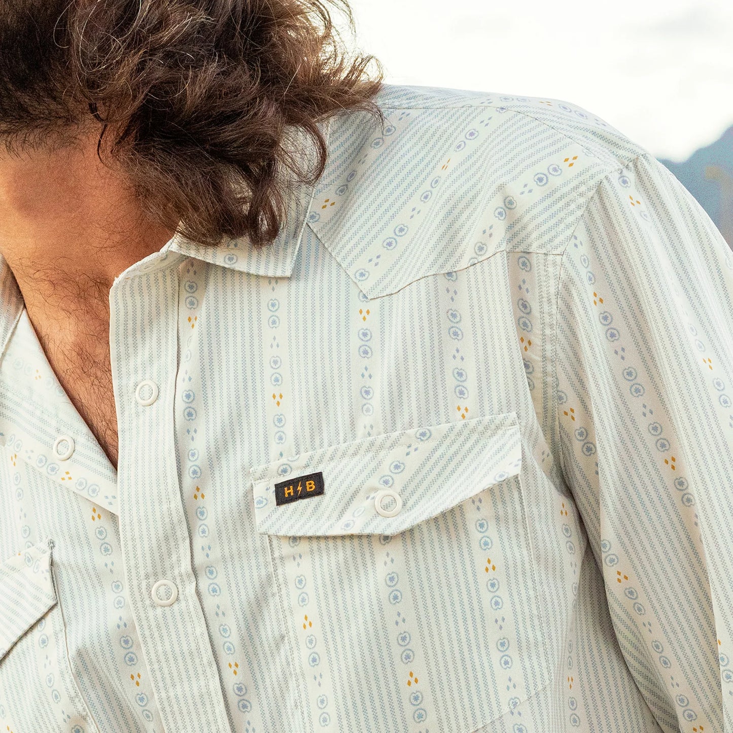 H Bar B Tech Longsleeve - Mosquero Stripe - Off White