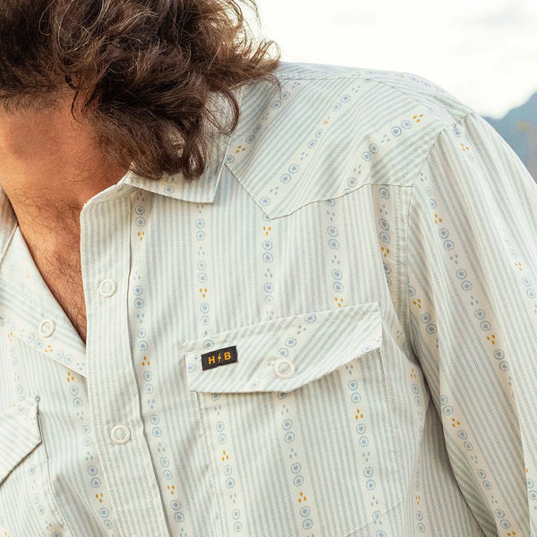 H Bar B Tech Longsleeve - Mosquero Stripe - Off White