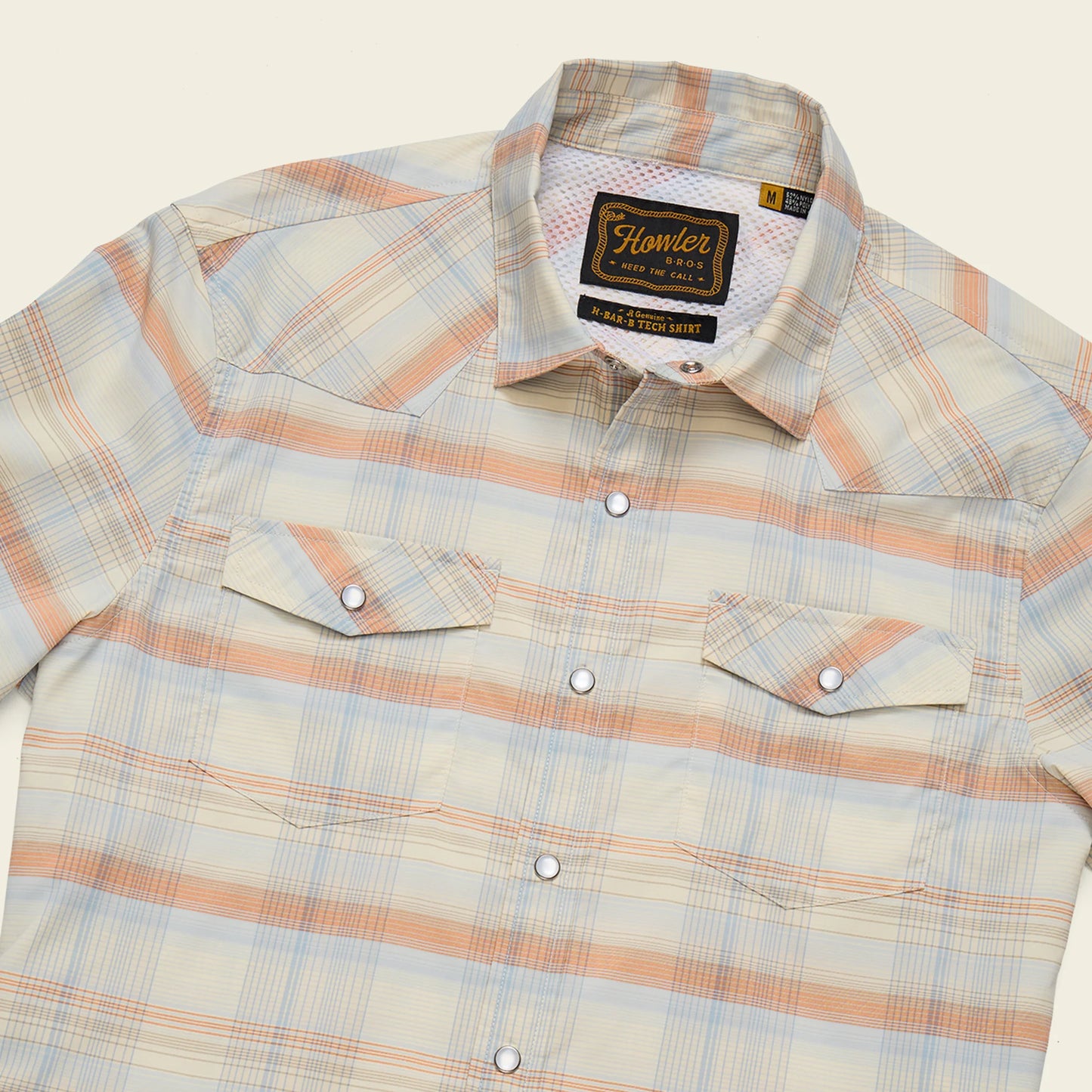 H Bar B Tech Longsleeve - Cameron Plaid - Cream