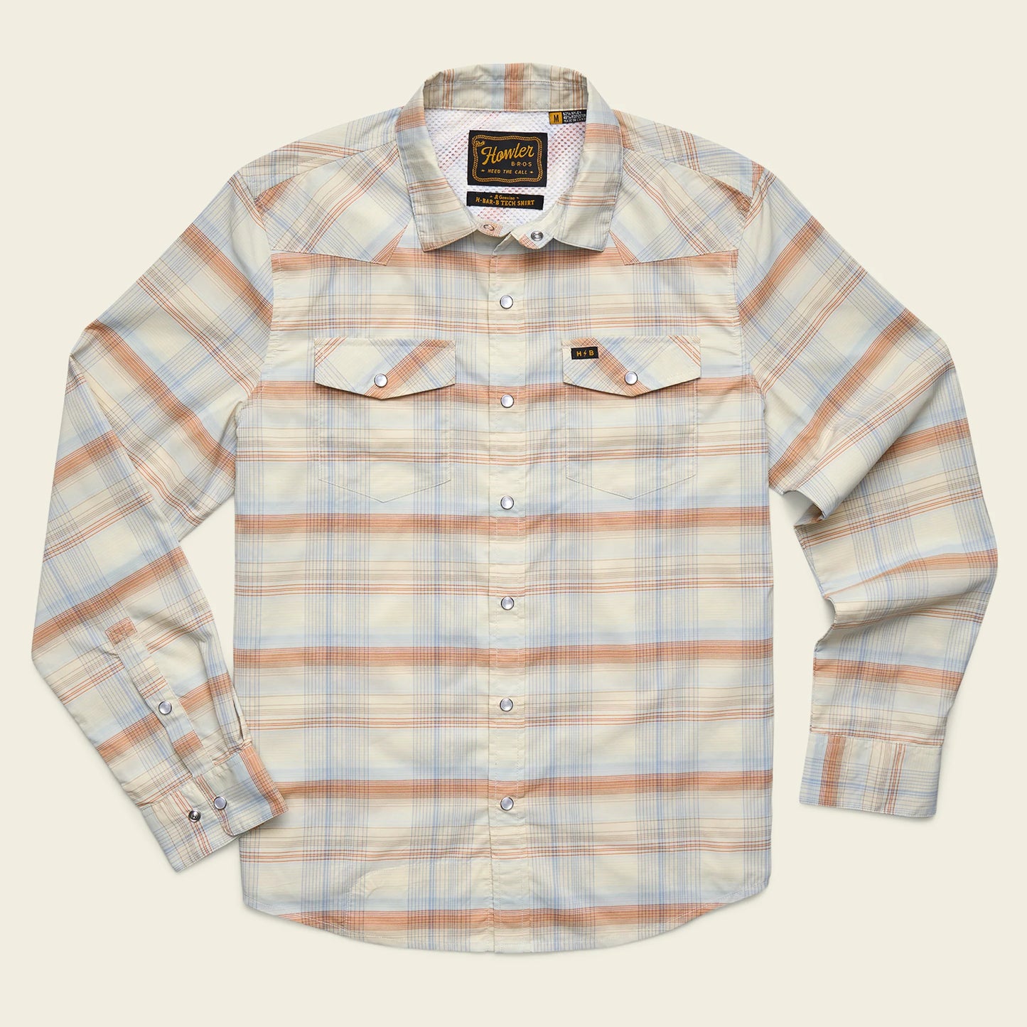 H Bar B Tech Longsleeve - Cameron Plaid - Cream