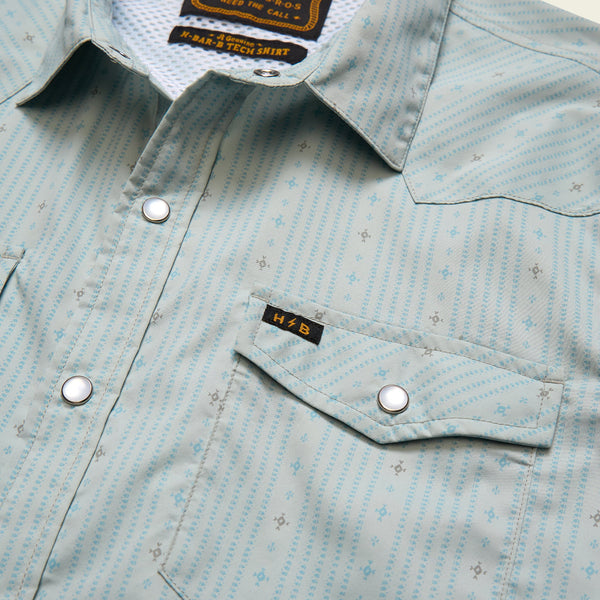 H Bar B Tech Longsleeve - Supernova Stripe - Ash Blue