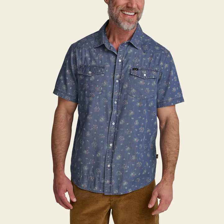 H Bar B Snapshirt - Bouquets - Washed Indigo