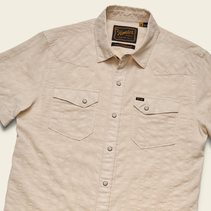 H Bar B Snapshirt - Eyelet Stripe - Off White