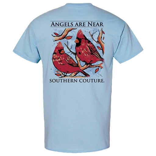 Southern Couture Classic Angels Are Near T-Shirt- Light Blue