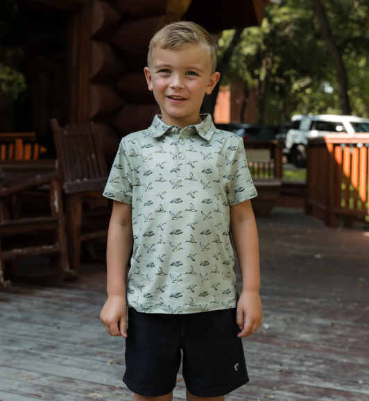Youth Performance Polo - Flying Ducks Green