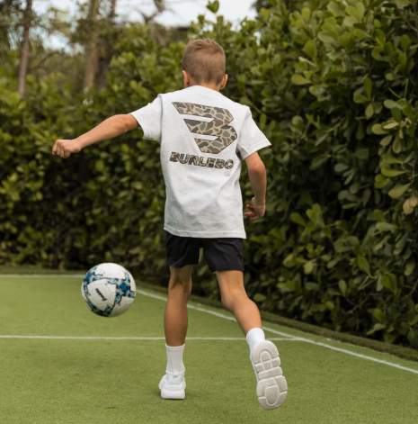 Youth SS Tee - Flying B Logo - Heather Ash Grey