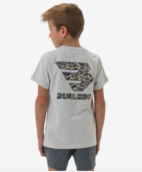 Youth SS Tee - Flying B Logo - Heather Ash Grey