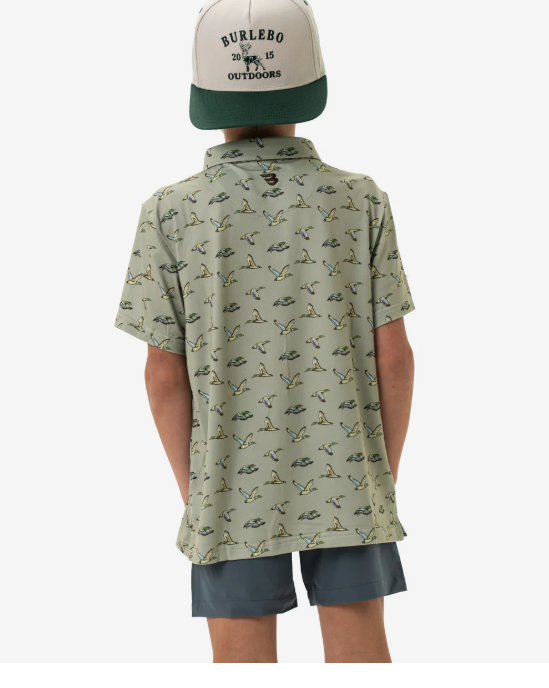Youth Performance Polo - Flying Ducks Green