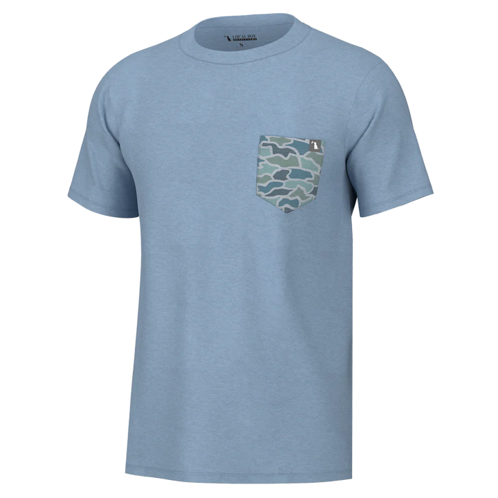 Heather Blend Crew Tee - Sky Blue/Cool Oak Camo