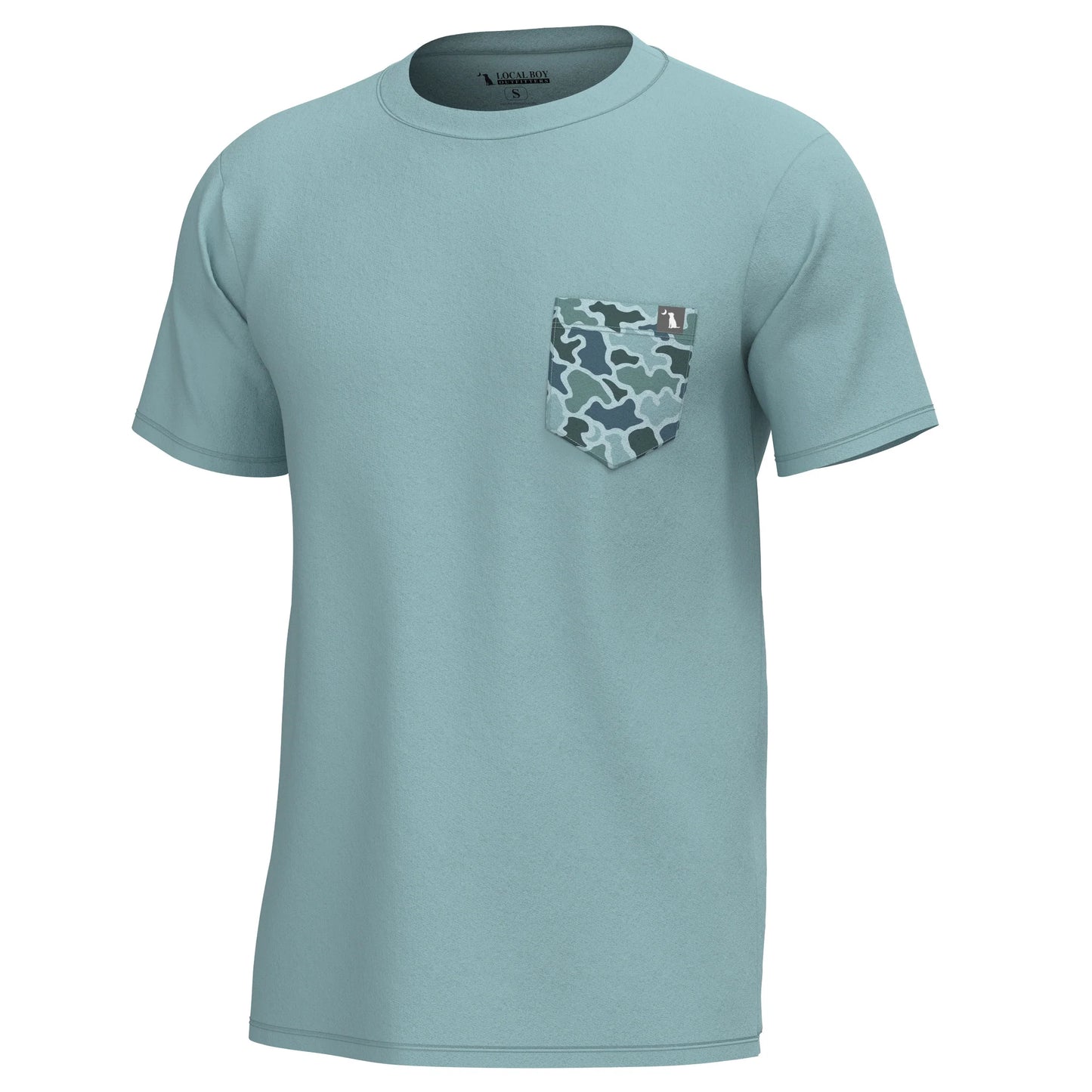 Youth S/S Heather Blend Crew - Dark Mint/Mint Blue Dog & Moon Camo