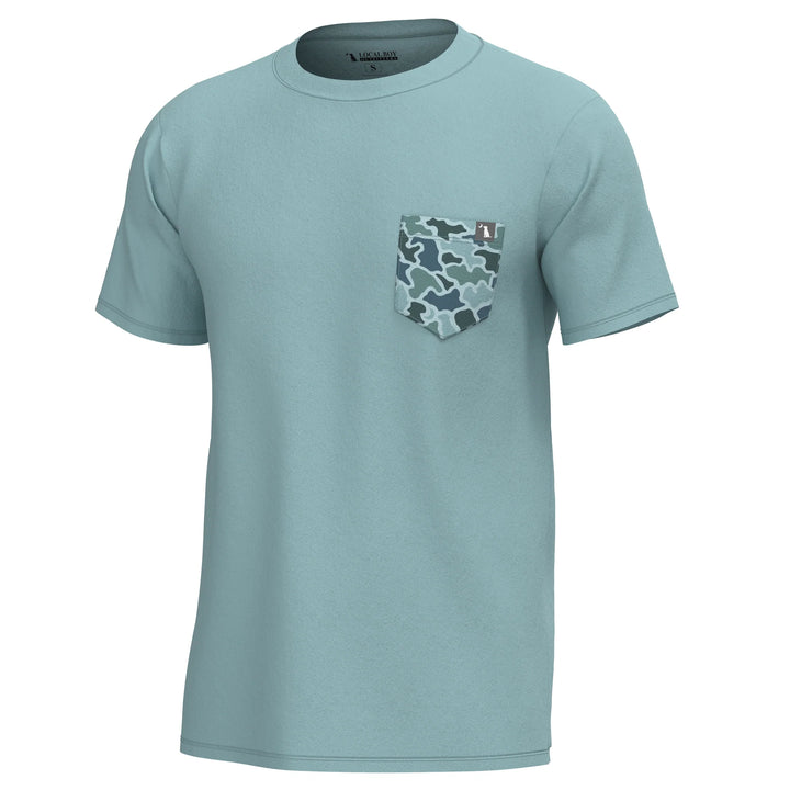 Youth S/S Heather Blend Crew - Dark Mint/Mint Blue Dog & Moon Camo