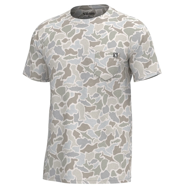 S/S Heather Blend Crew - Saltwater Camo
