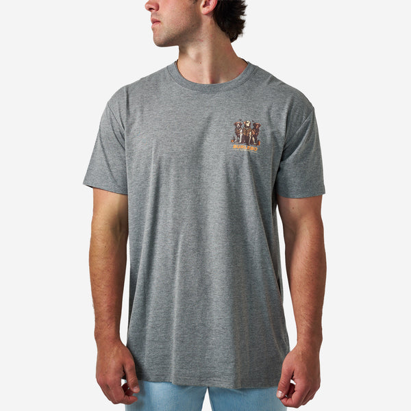 Short Sleeve Tee - Camo Duck Dogs - Dark Heather Grey