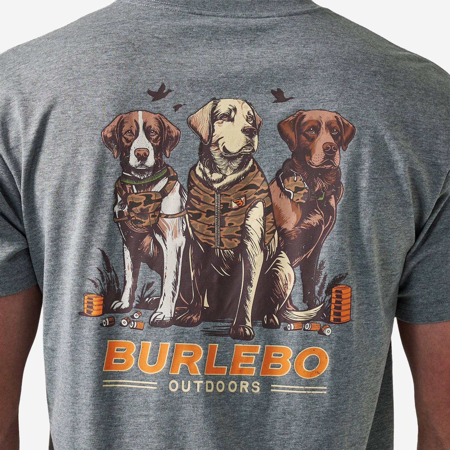 Short Sleeve Tee - Camo Duck Dogs - Dark Heather Grey