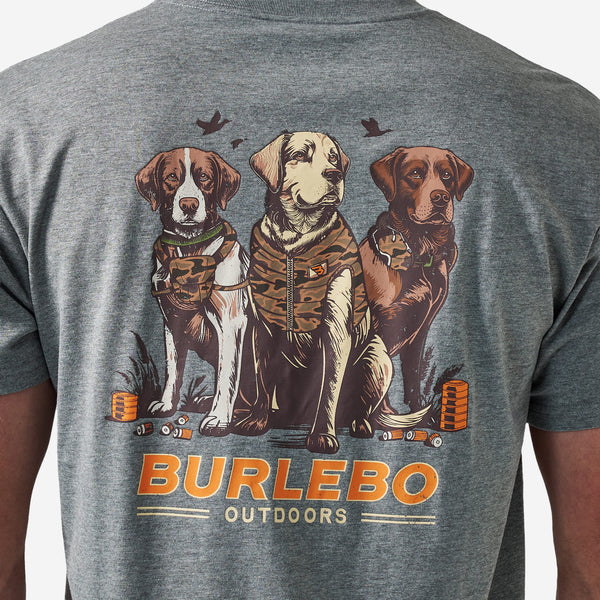 Short Sleeve Tee - Camo Duck Dogs - Dark Heather Grey