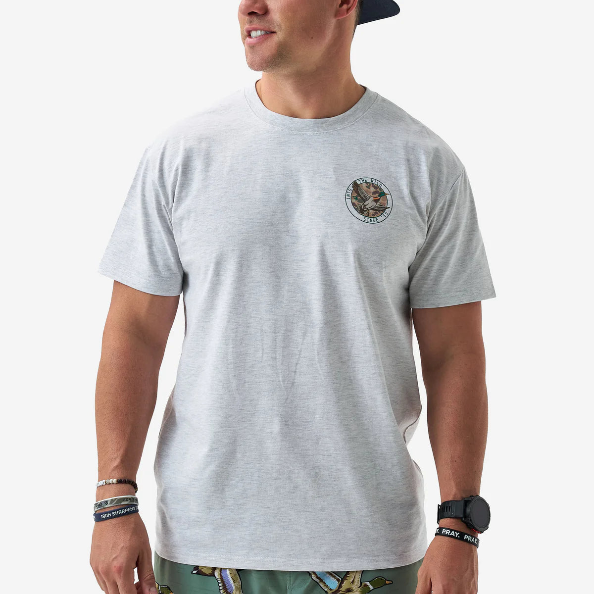 SS Tee - Camo Mallard Duck - Heather Ash Grey