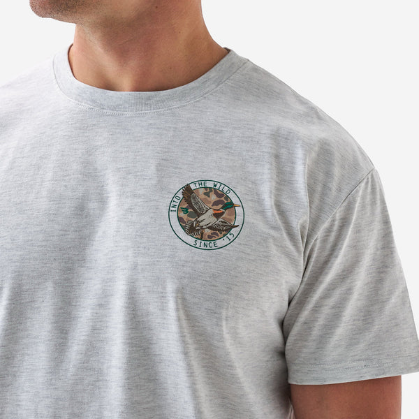 SS Tee - Camo Mallard Duck - Heather Ash Grey