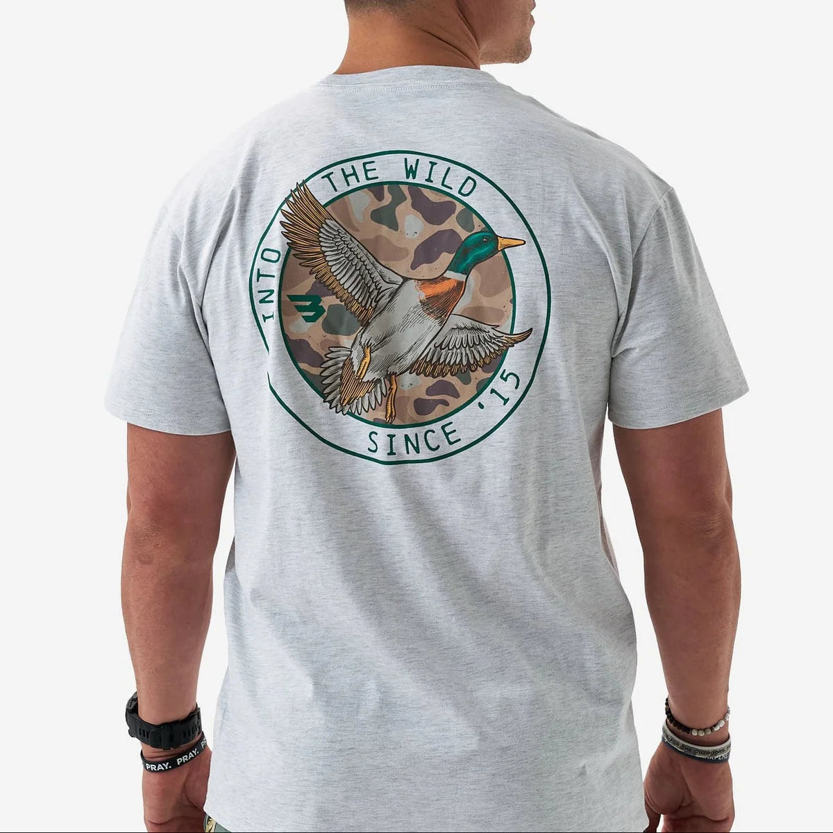 SS Tee - Camo Mallard Duck - Heather Ash Grey