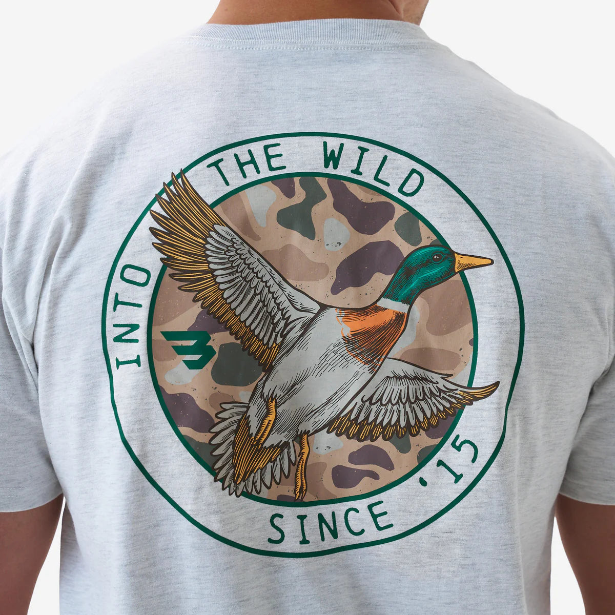 SS Tee - Camo Mallard Duck - Heather Ash Grey