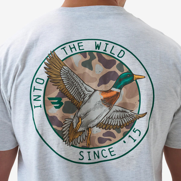 SS Tee - Camo Mallard Duck - Heather Ash Grey