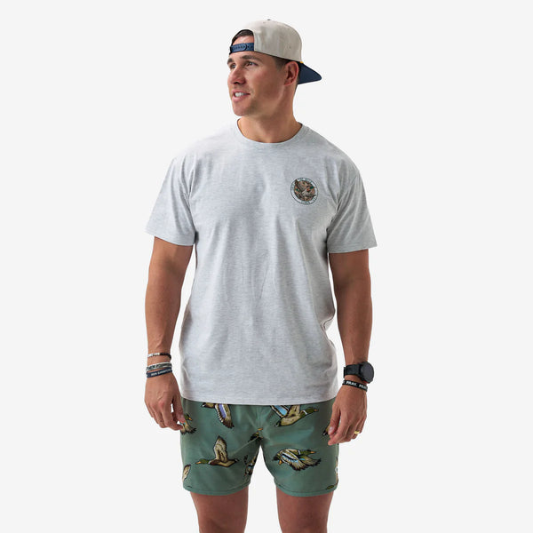 SS Tee - Camo Mallard Duck - Heather Ash Grey