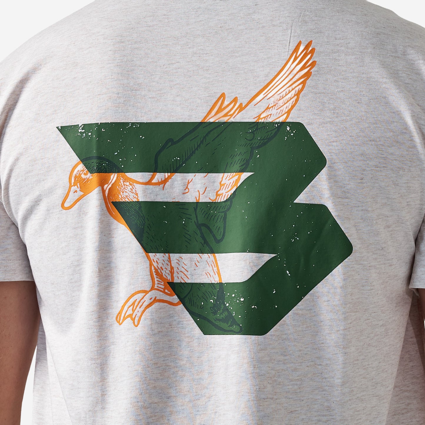 Short Sleeve Tee - Duck Flying B (Green) Logo - Oatmeal