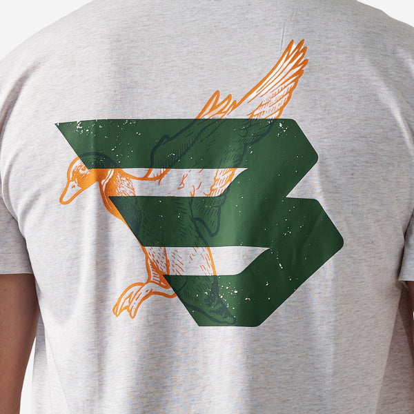 Short Sleeve Tee - Duck Flying B (Green) Logo - Oatmeal