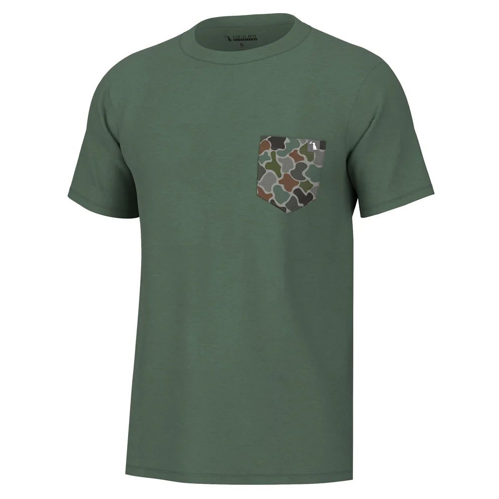 Heather Blend Crew Tee - Pine
